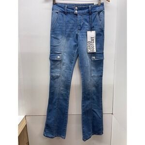 Almost Famous Women Medium Wash Cargo Bootcut Jeans Size 3 New With‎ Tags